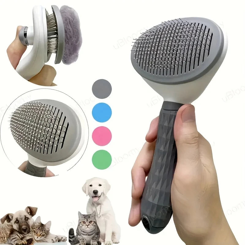Pet dog brush; cat brush; one-button pet hair removal brush; dog and cat beauty tool; pet hair removal brush.