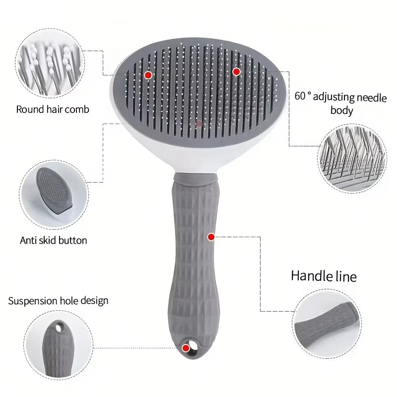 Pet dog brush; cat brush; one-button pet hair removal brush; dog and cat beauty tool; pet hair removal brush.
