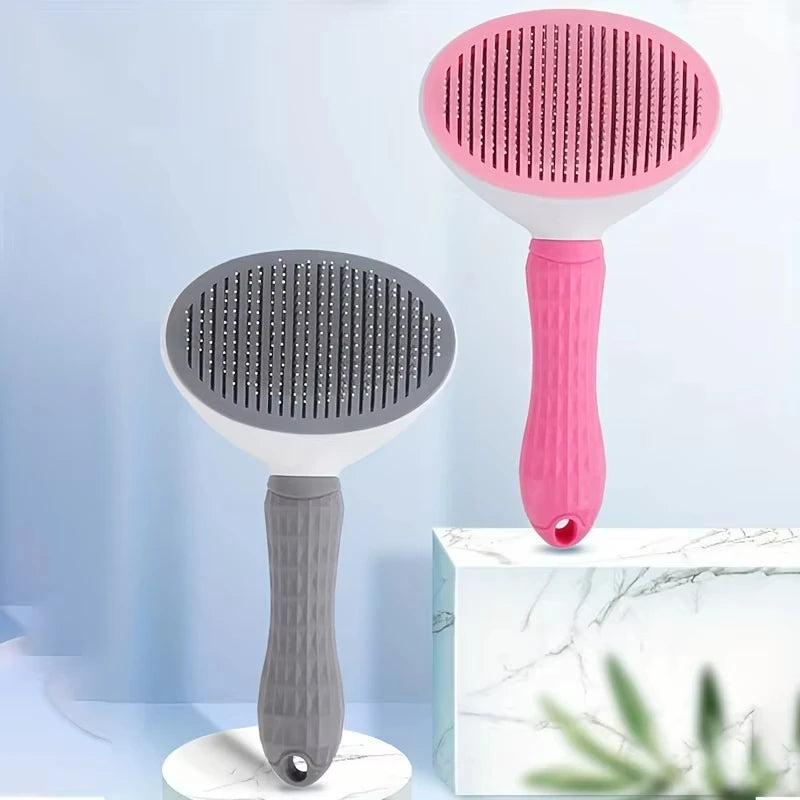 Pet dog brush; cat brush; one-button pet hair removal brush; dog and cat beauty tool; pet hair removal brush.